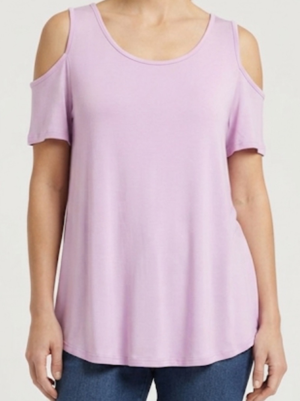 C’est La Vie Lilac Cold Drop Shoulder Blouse in Size Large